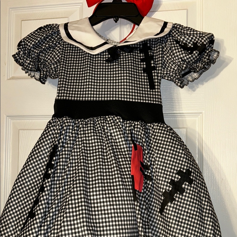 Spirit Black and White Gingham Kids Costume with Red Bow